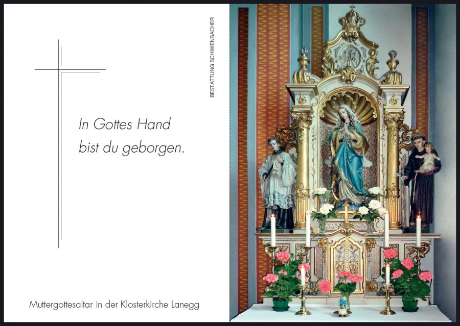 Sterbebild: Sr. Genovefa Rosa Hofer OT