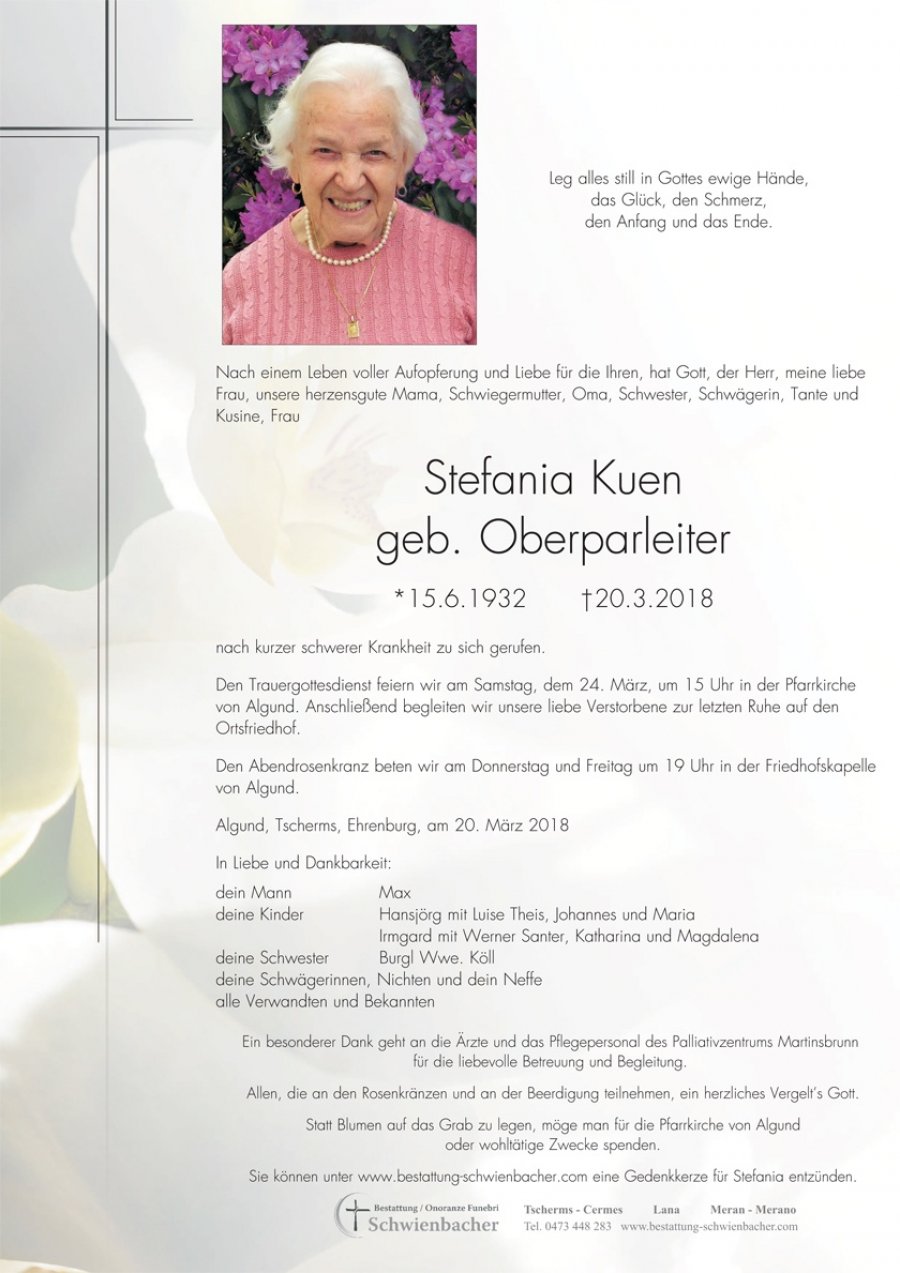 Parte: Stefania Kuen geb. Oberparleiter