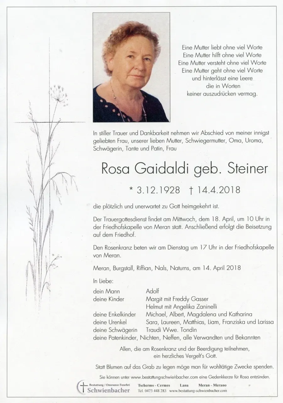 Parte: Rosa Gaidaldi geb. Steiner