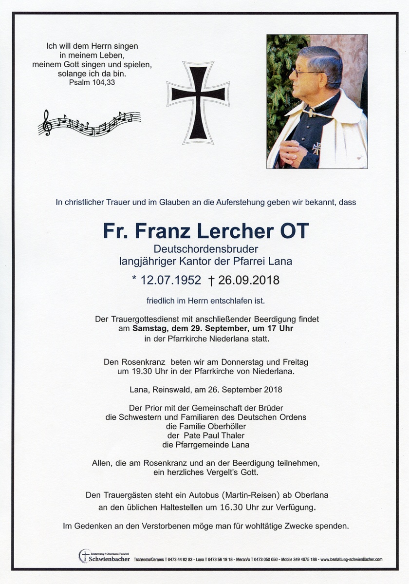 Parte: Fr. Franz Lercher OT 