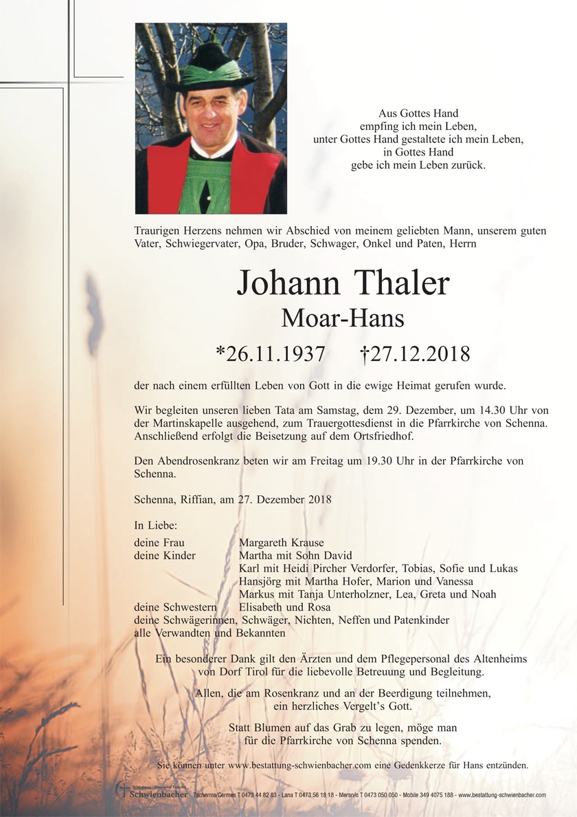 Parte: Johann Thaler 