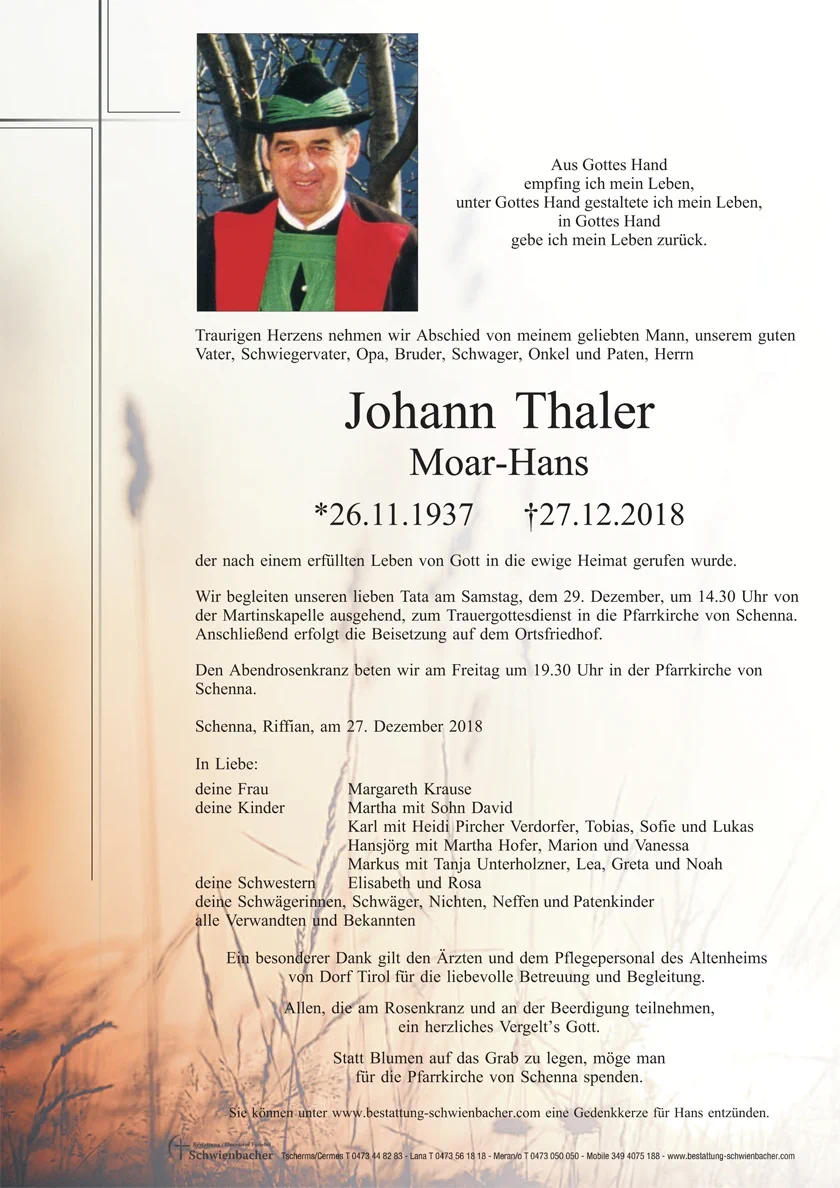 Parte: Johann Thaler 