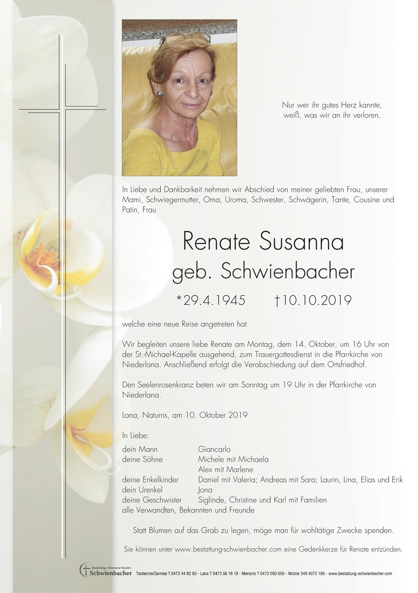 Parte: Renate Susanna geb. Schwienbacher 