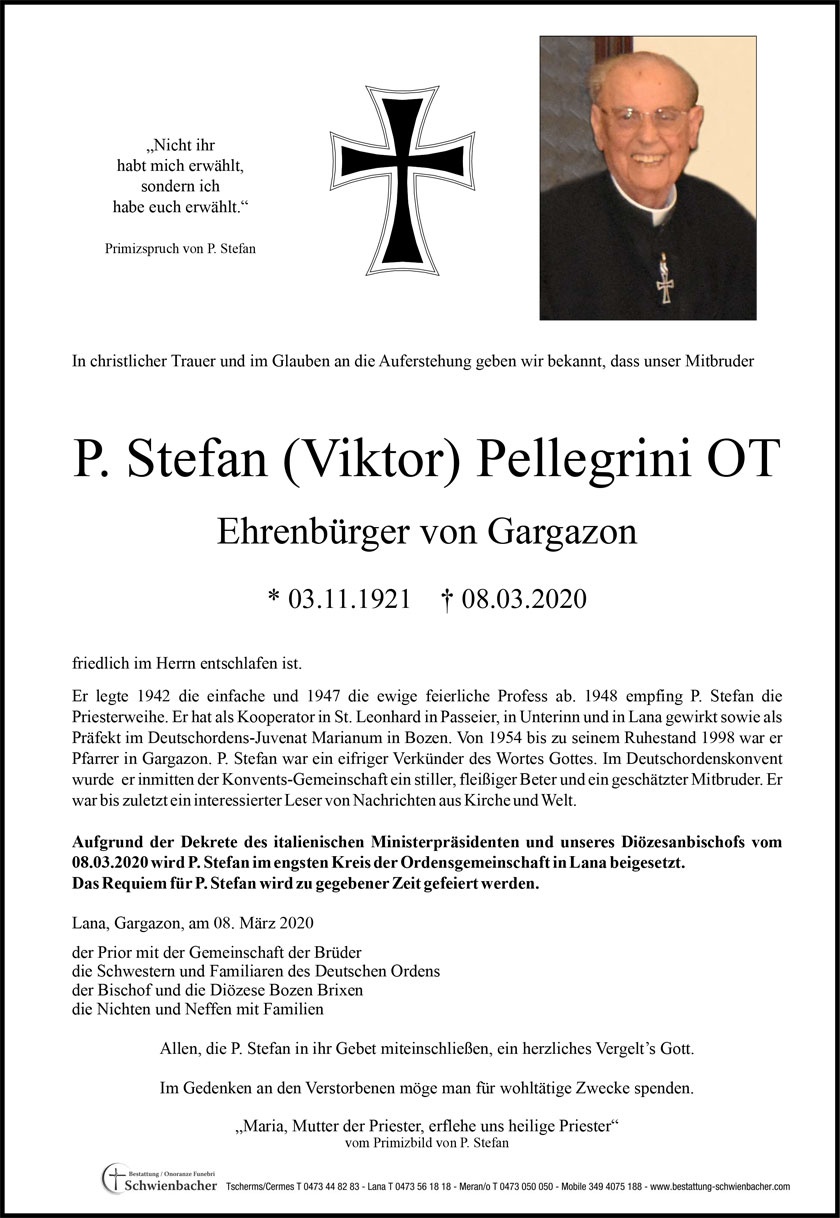 Parte: P. Stefan (Viktor) Pellegrini OT 
