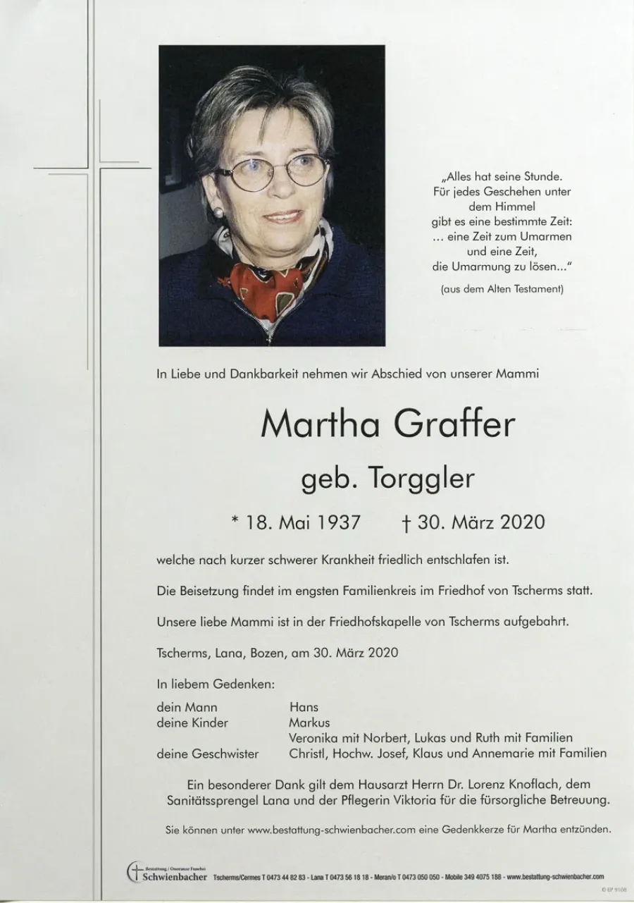 Parte: Marta Graffer geb. Torggler