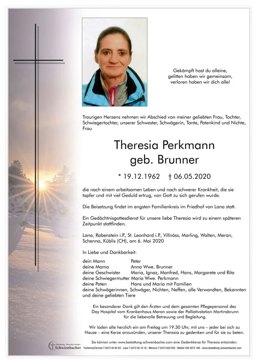 Parte: Theresia Perkmann geb. Brunner