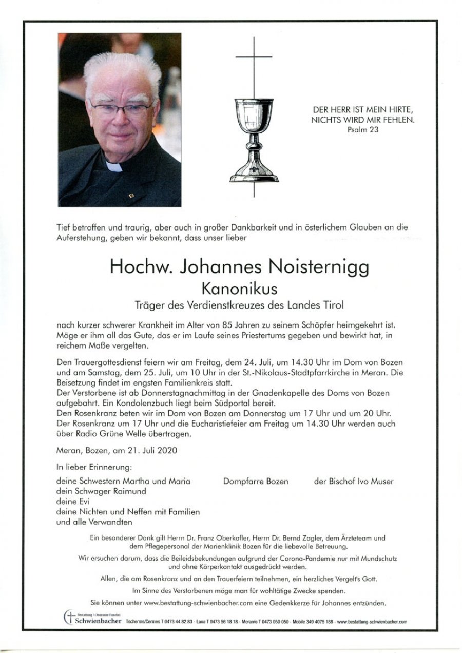 Parte: Hochwürden Johannes Noisternigg