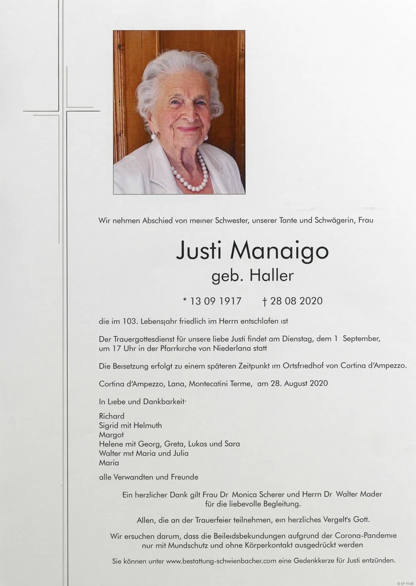Parte: Justi Wwe. Manaigo geb. Haller 