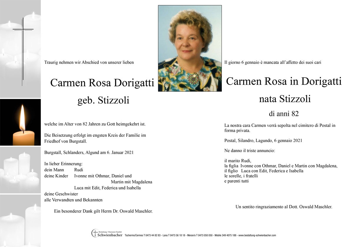 Parte: Carmen Rosa in Dorigatti geb/nata Stizzoli 
