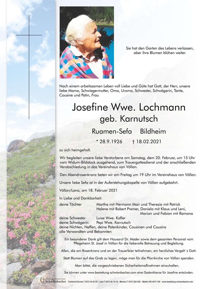 Parte: Josefine Wwe. Lochmann geb. Karnutsch 