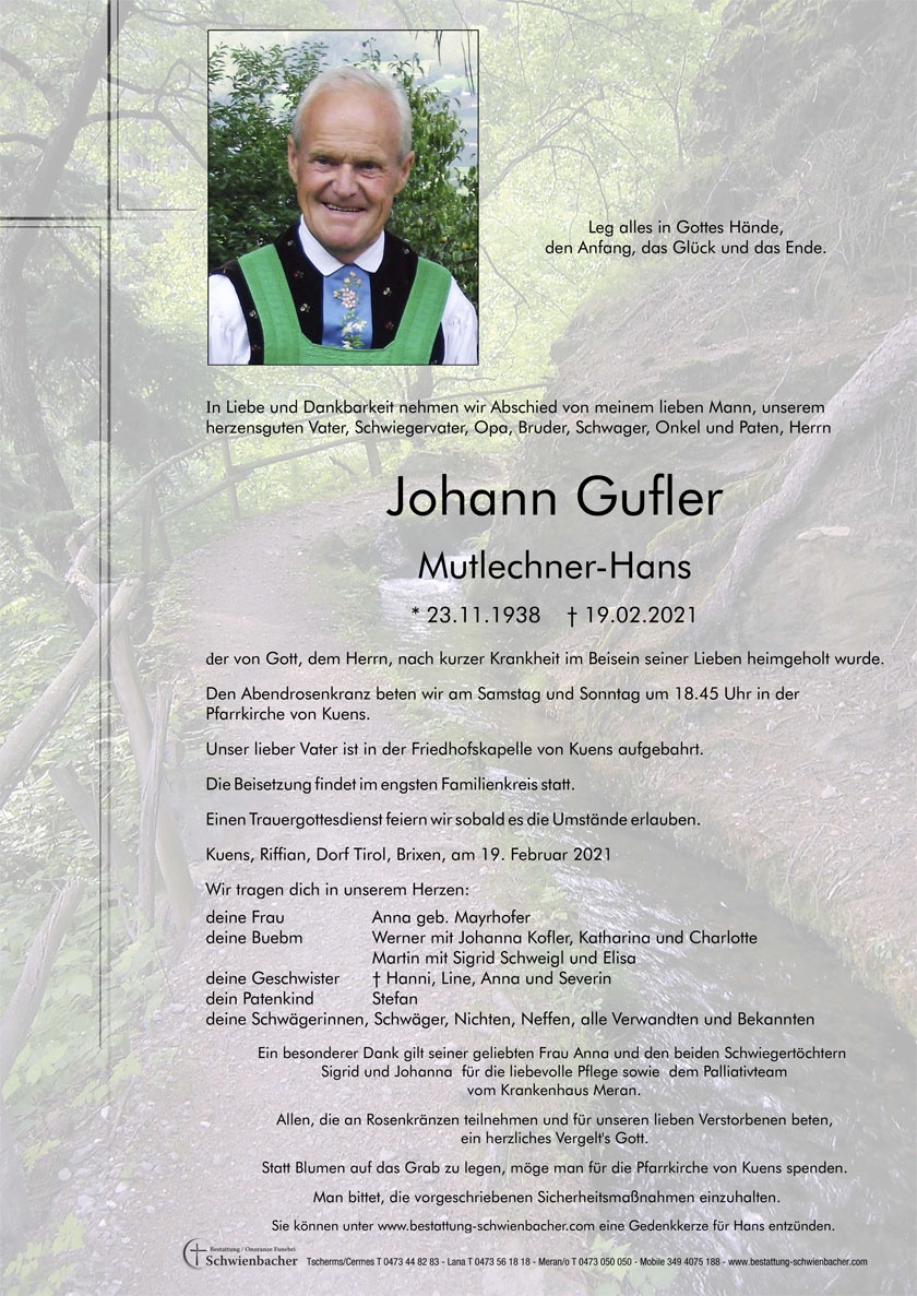 Parte: Johann Gufler 