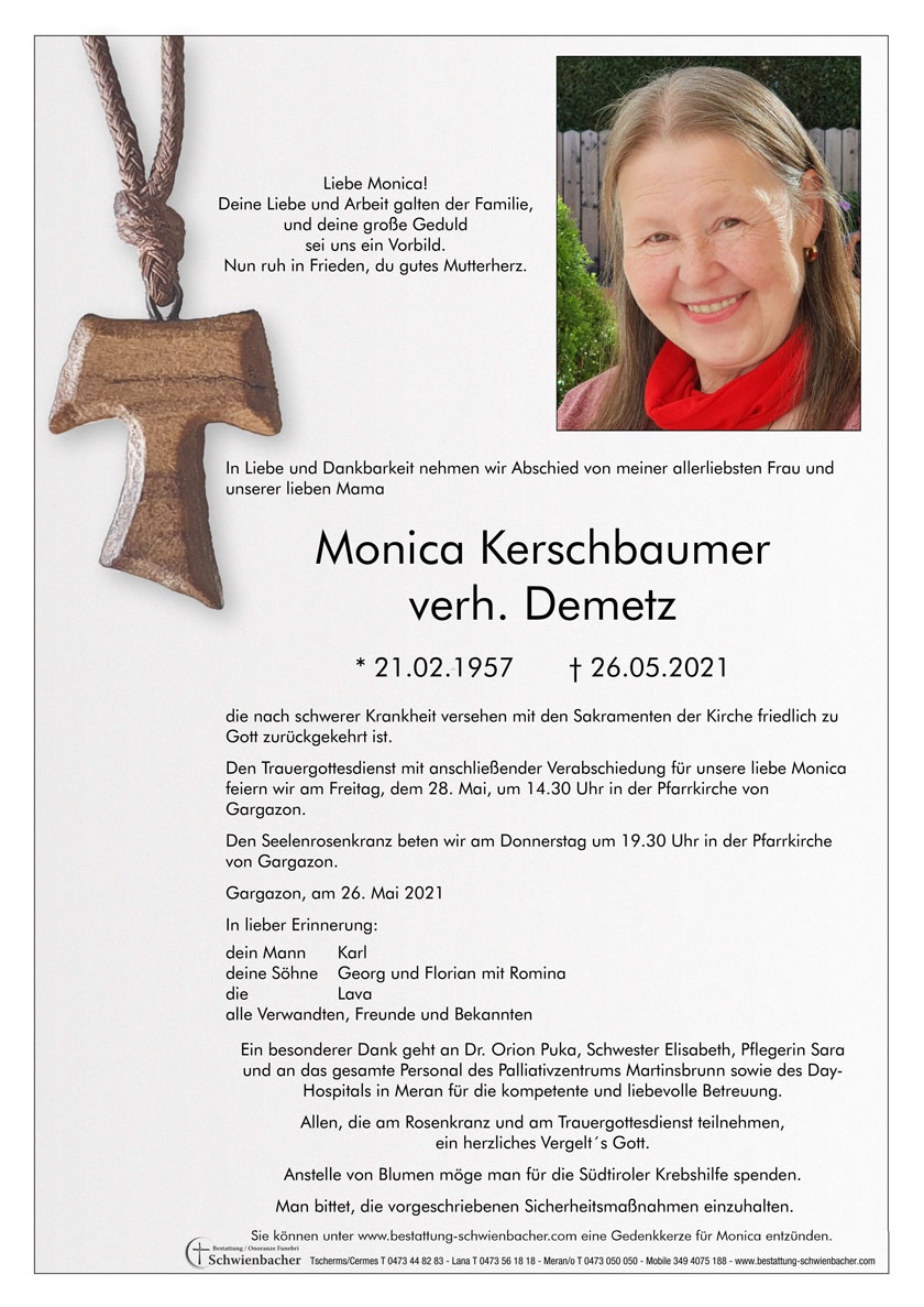 Parte: Monica Kerschbaumer verh. Demetz 