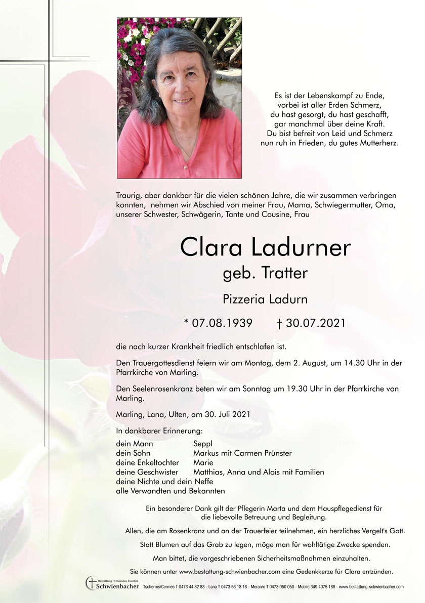 Parte: Clara Ladurner geb. Tratter 