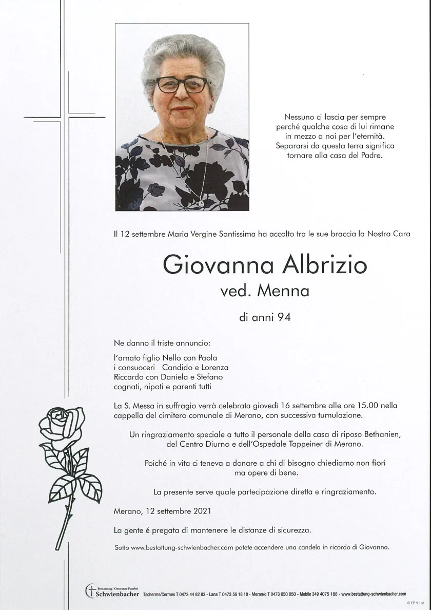 Parte: Giovanna Albrizio ved. Menna 