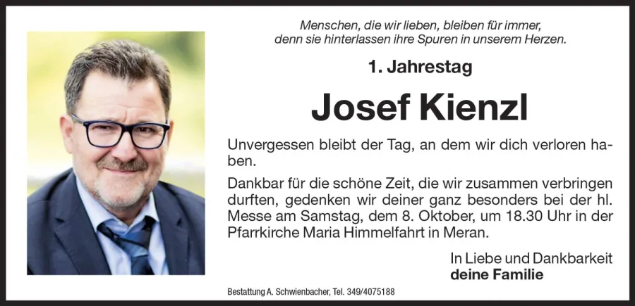 Jahrtag: Josef Kienzl