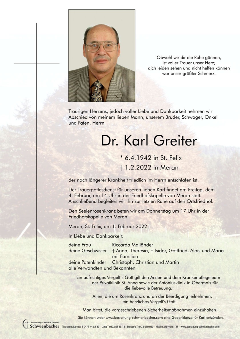 Parte: Dr. Karl Greiter 