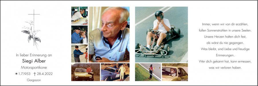 Sterbebild: Siegi Alber