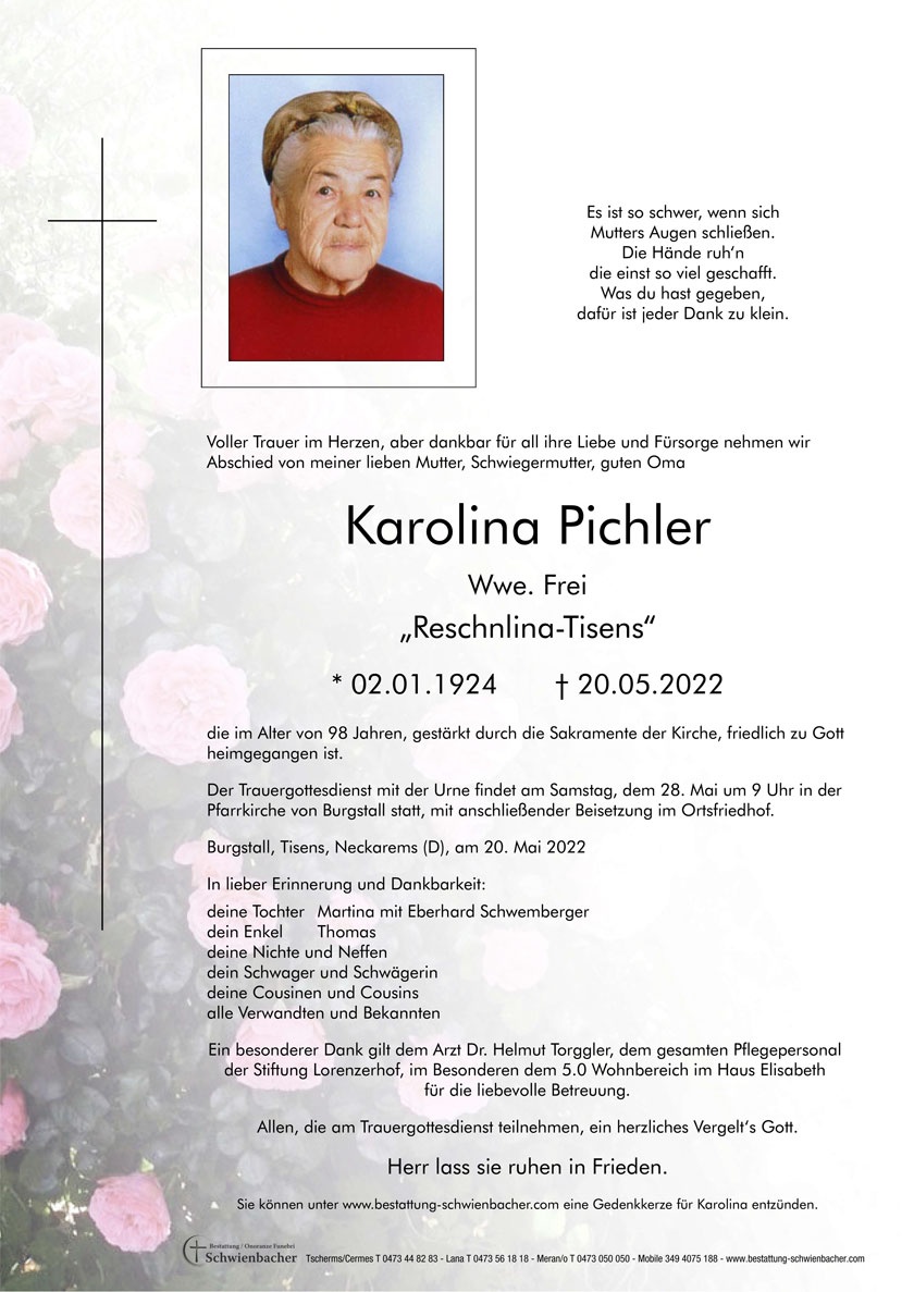 Parte: Karolina Pichler Wwe. Frei 