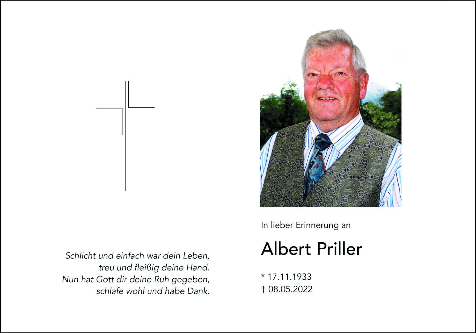 Sterbebild: Albert Priller