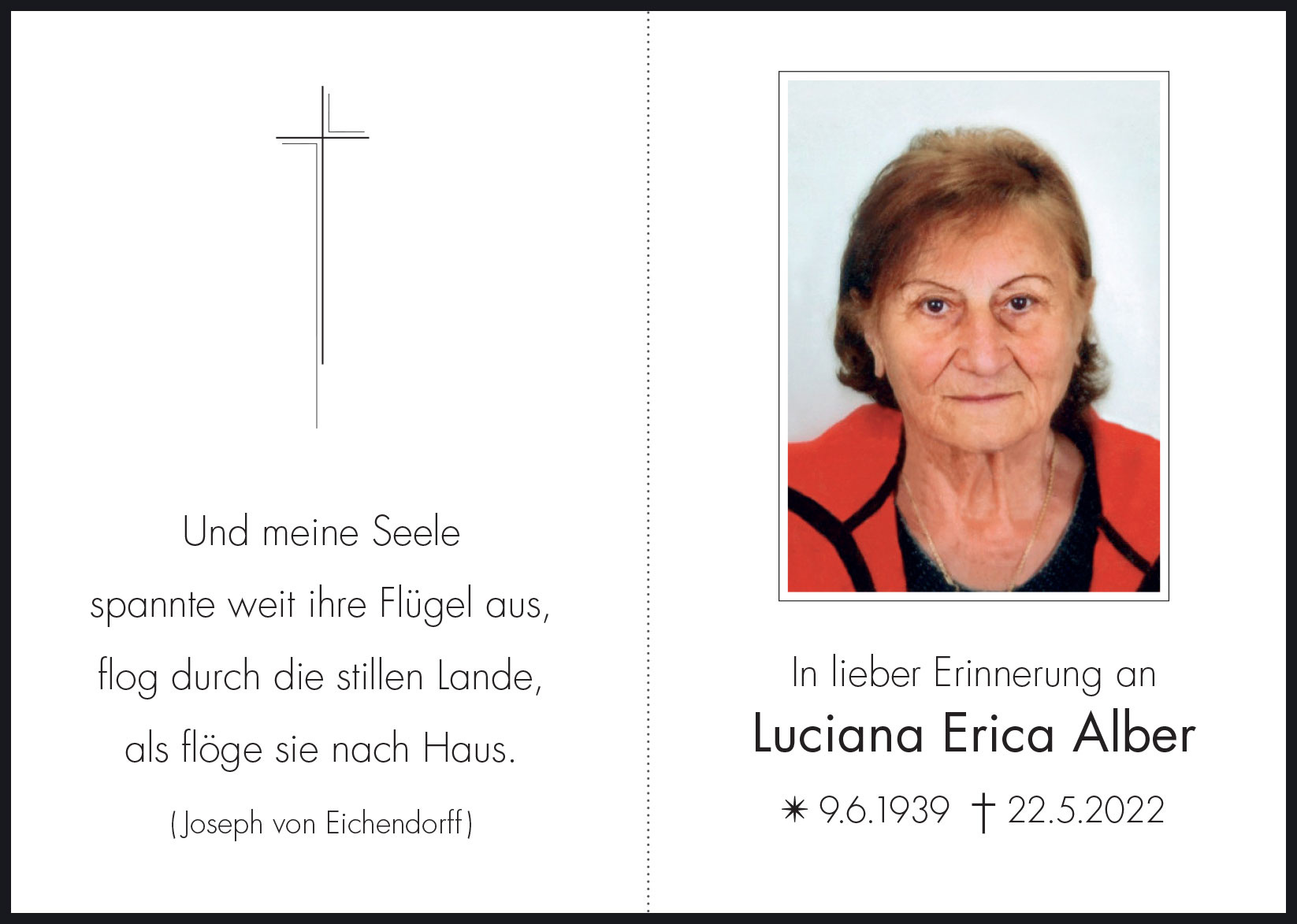 Sterbebild:  Luciana Erica Alber