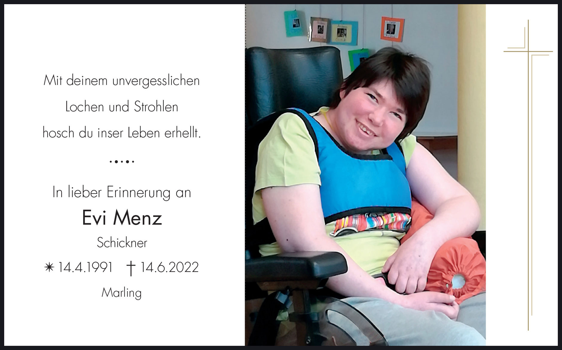 Sterbebild: Evi Menz