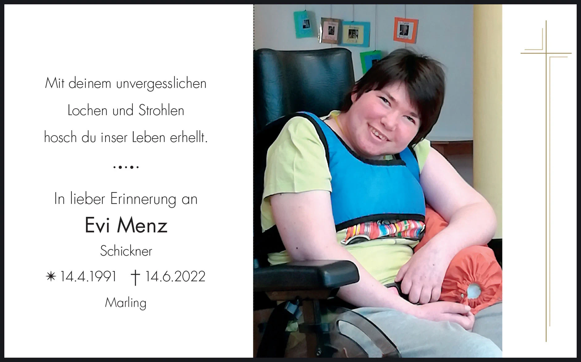 Sterbebild: Evi Menz