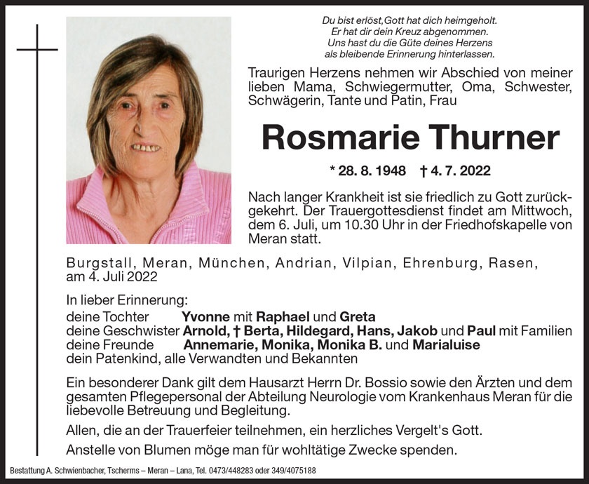 Medien: Rosmarie Thurner