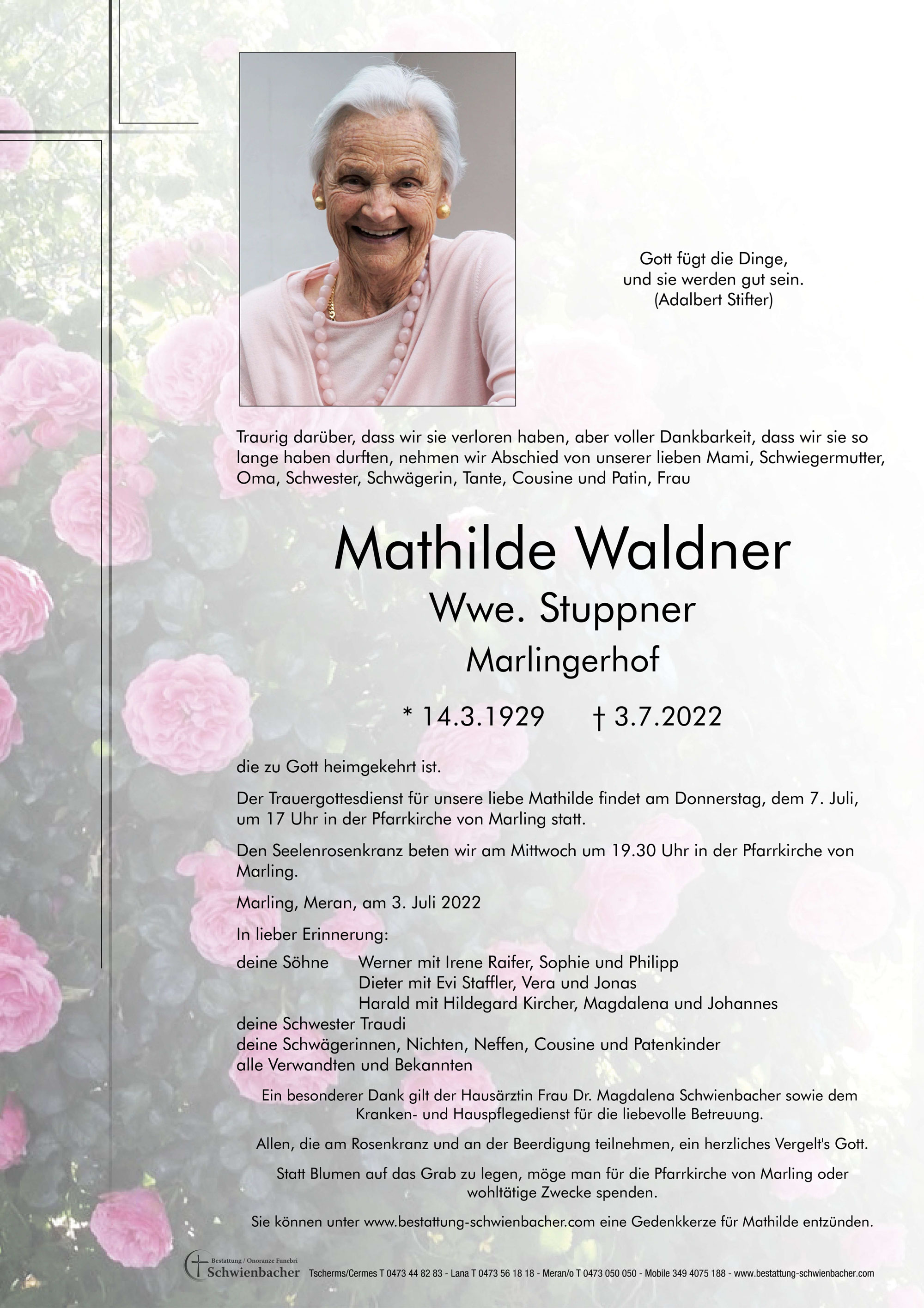 Parte: Mathilde Waldner Wwe. Stuppner 