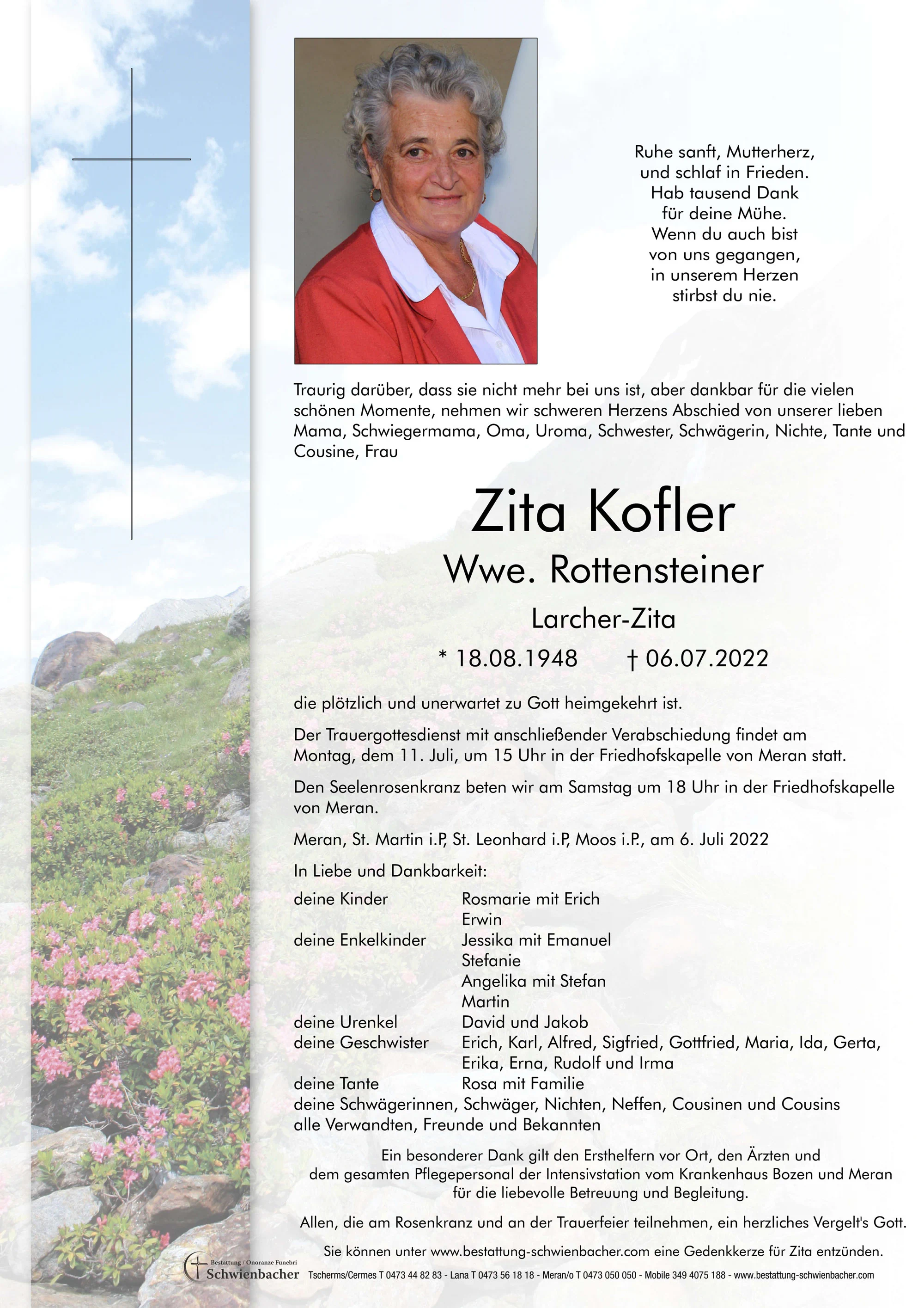 Parte: Zita Kofler Wwe. Rottensteiner 