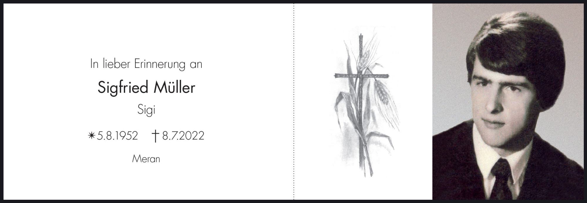 Sterbebild: Sigfried Müller