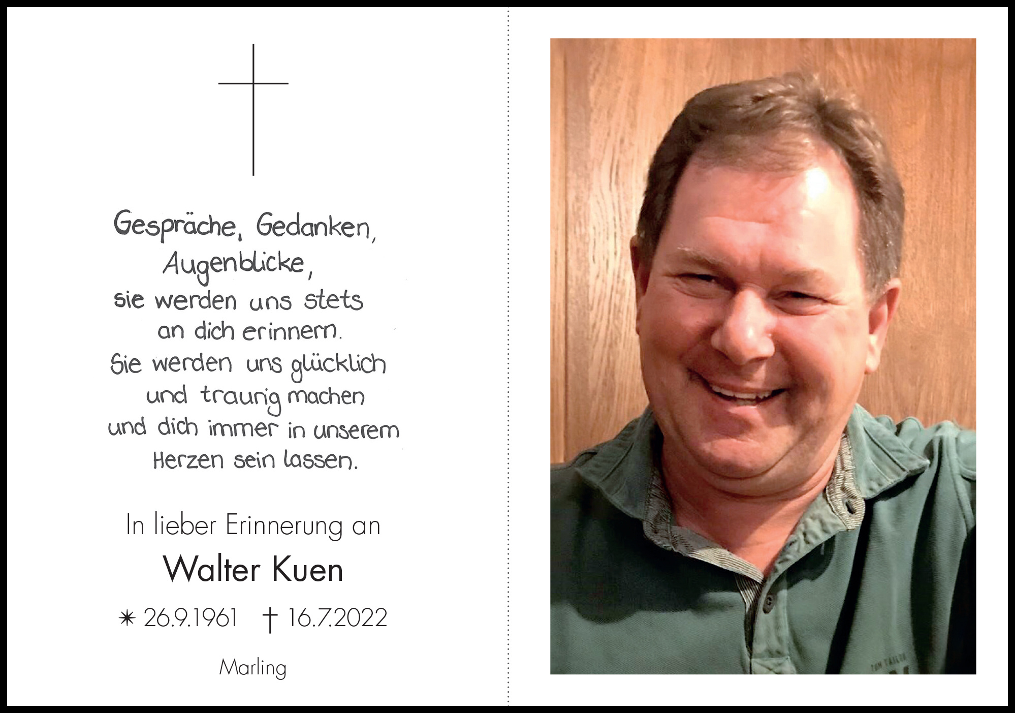 Sterbebild: Walter Kuen