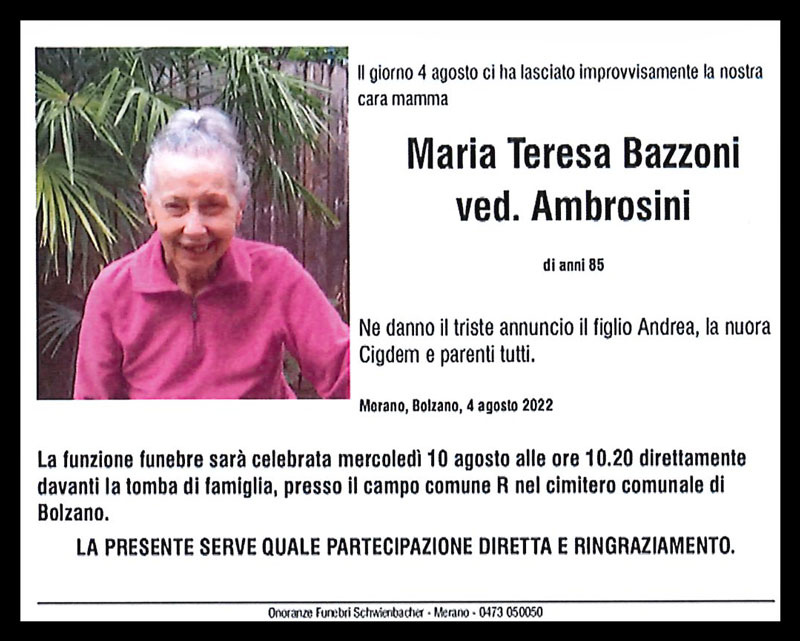 Medien: Maria Teresa Bazzoni ved. Ambrosini