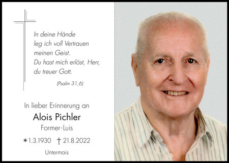 Sterbebild: Alois Pichler