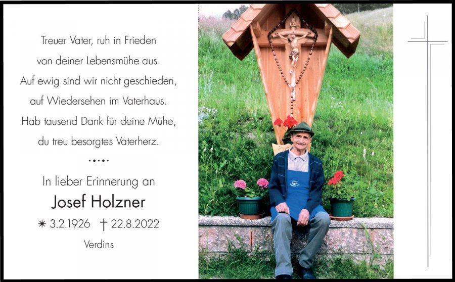 Sterbebild: Josef Holzner