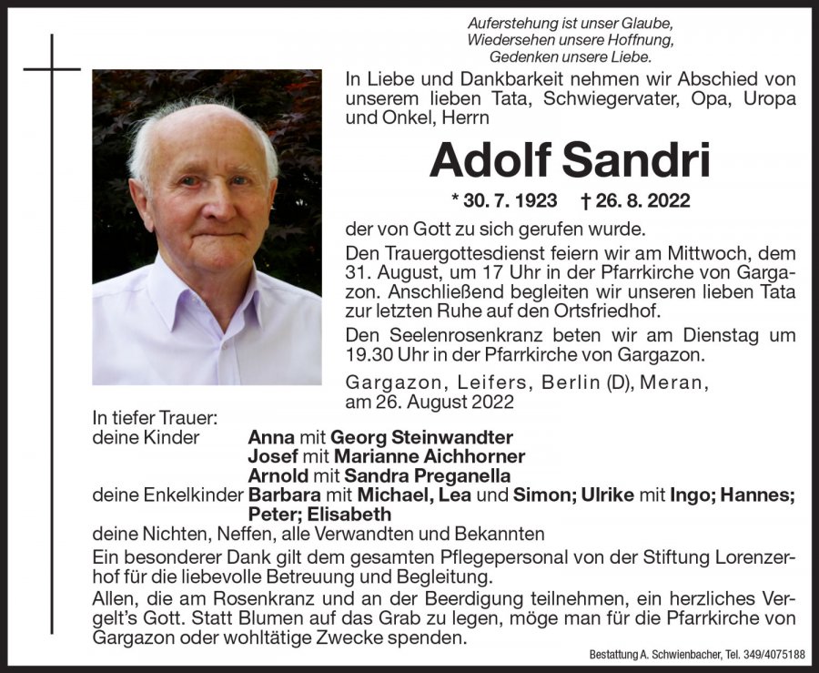 Medien: Adolf Sandri