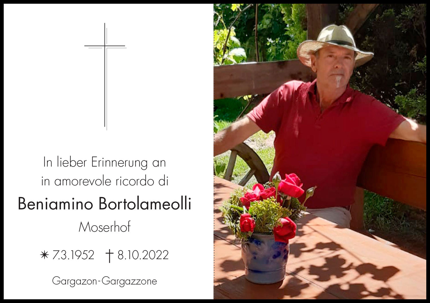 Sterbebild: Beniamino Bortolameolli