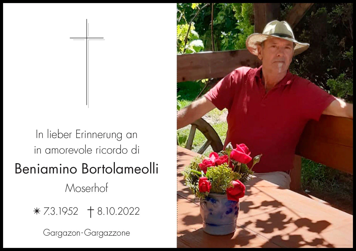 Sterbebild: Beniamino Bortolameolli