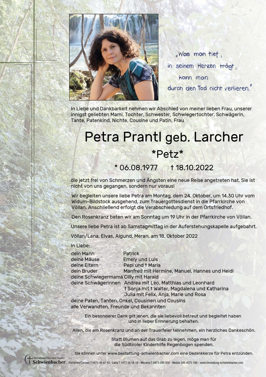 Parte: Petra Prantl geb. Larcher