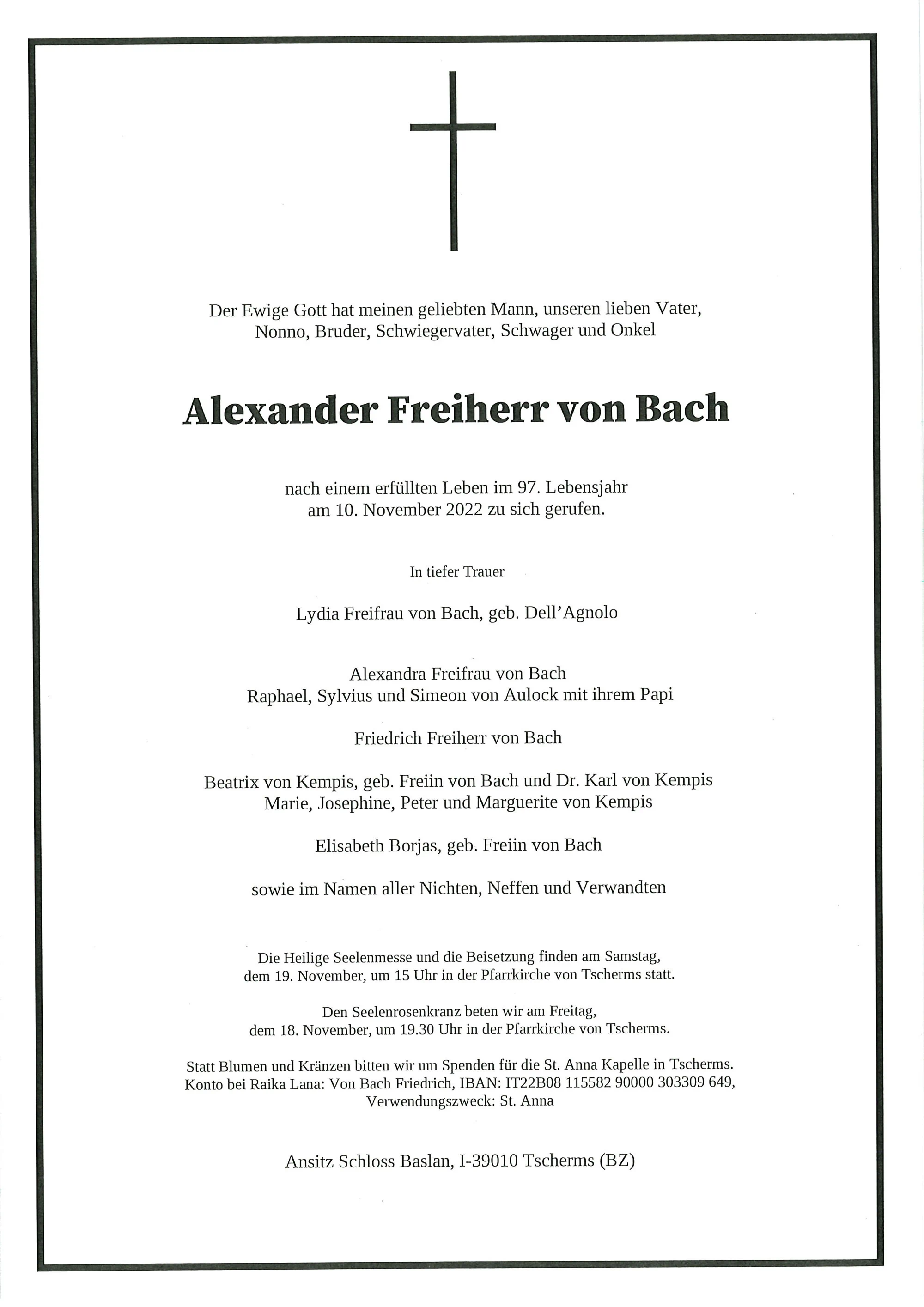 Parte: Alexander Freiherr Von Bach 