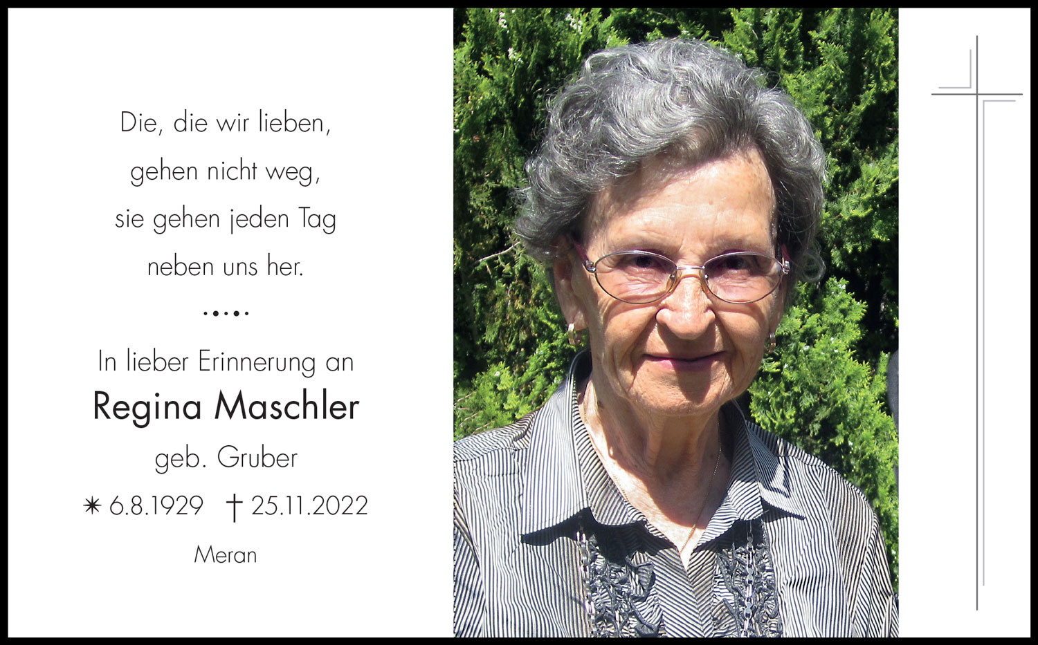 Sterbebild: Regina Maschler geb. Gruber