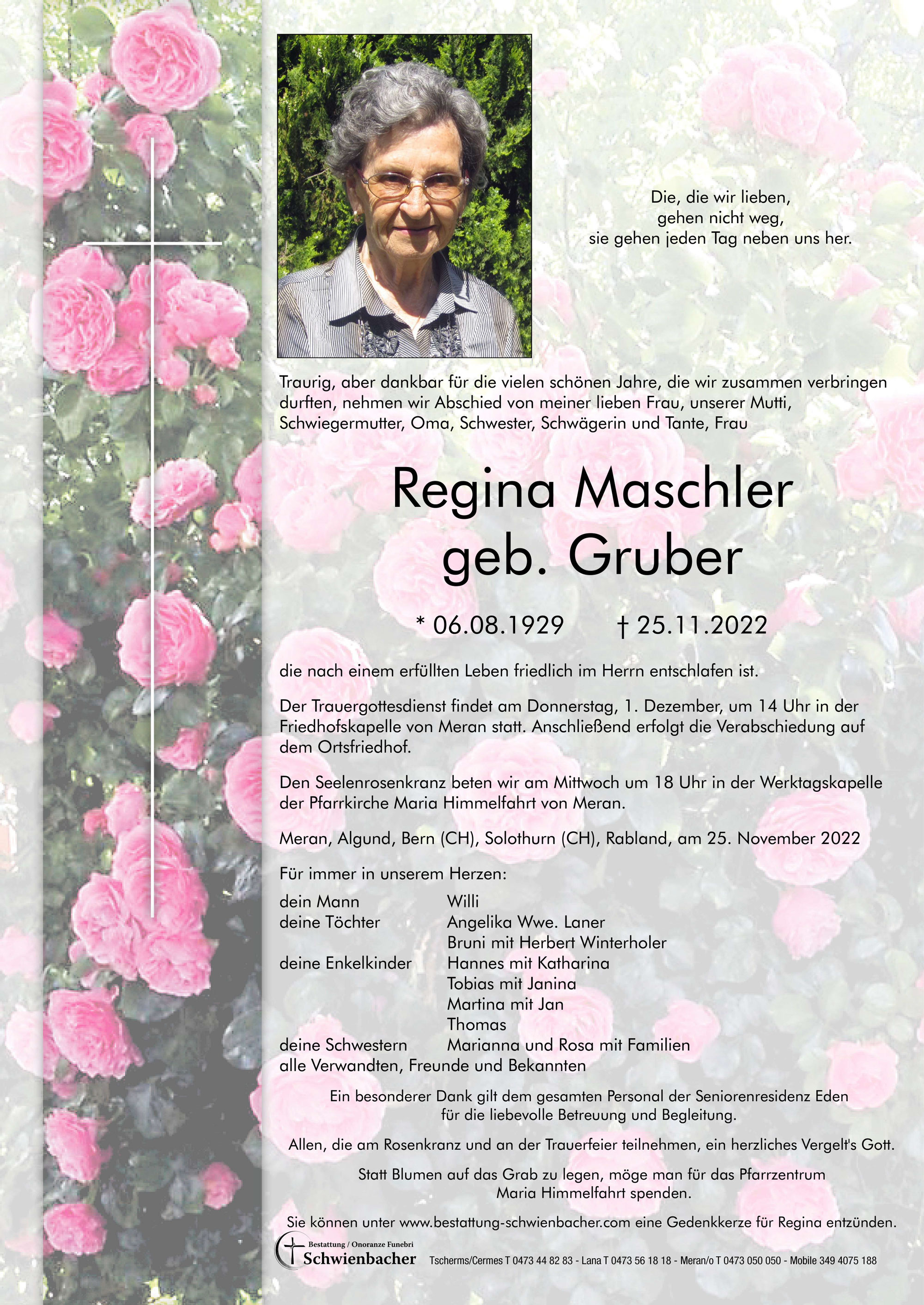 Parte: Regina Maschler geb. Gruber 