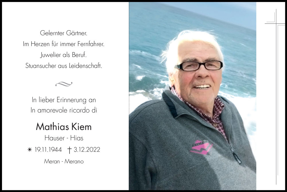 Sterbebild: Mathias Kiem