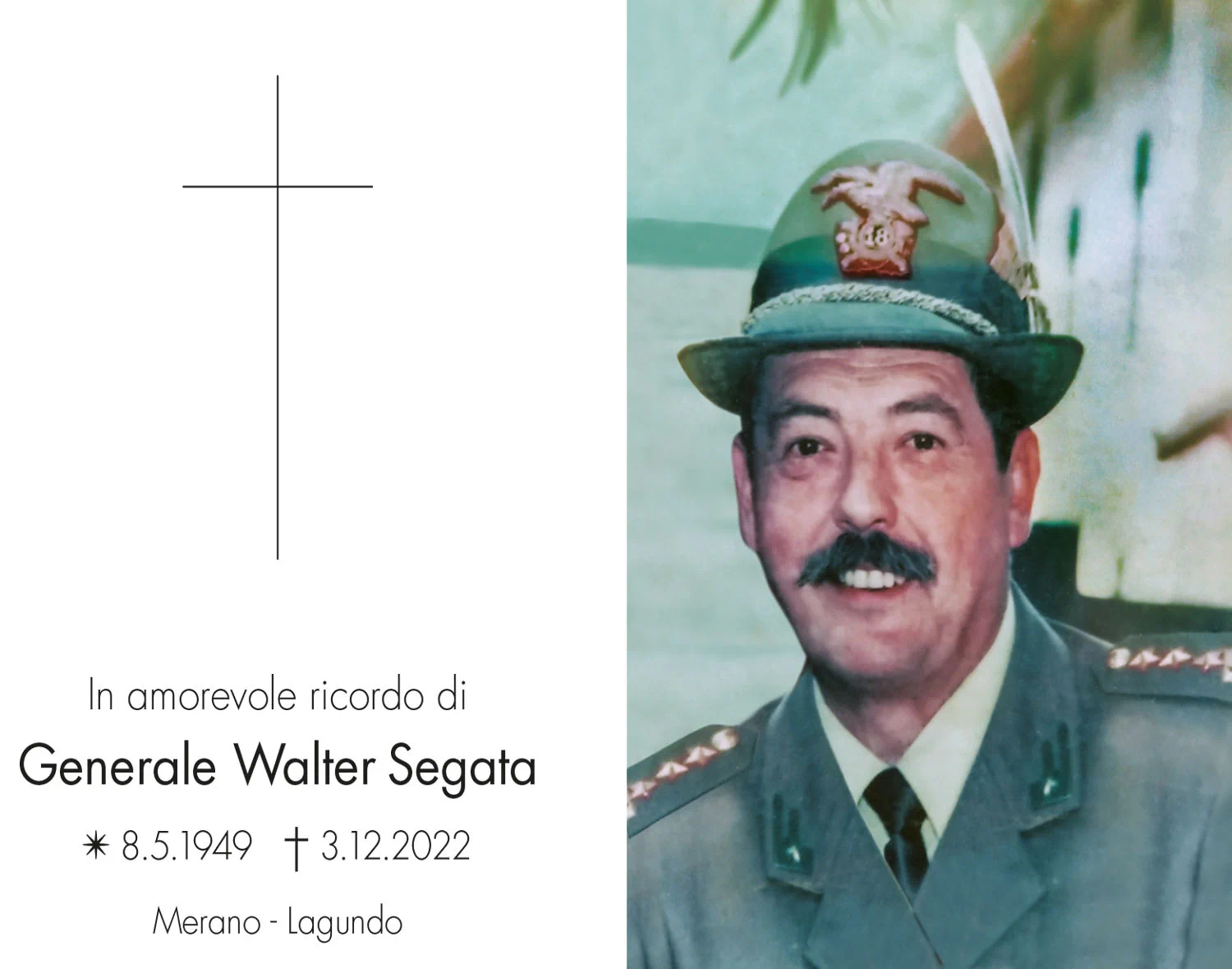 Sterbebild: Generale Walter Segata