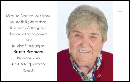 Sterbebild: Bruna Bramani