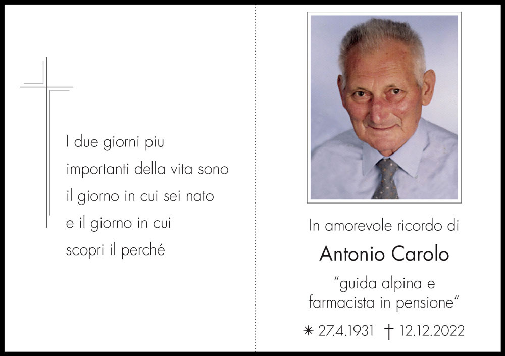 Sterbebild: Antonio Carolo 