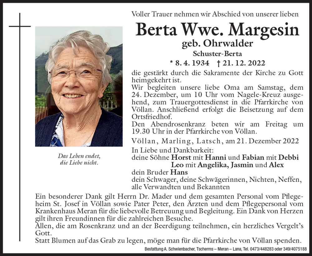 Medien: Berta Wwe. Margesin geb. Ohrwalder