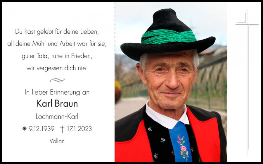 Sterbebild: Karl Braun