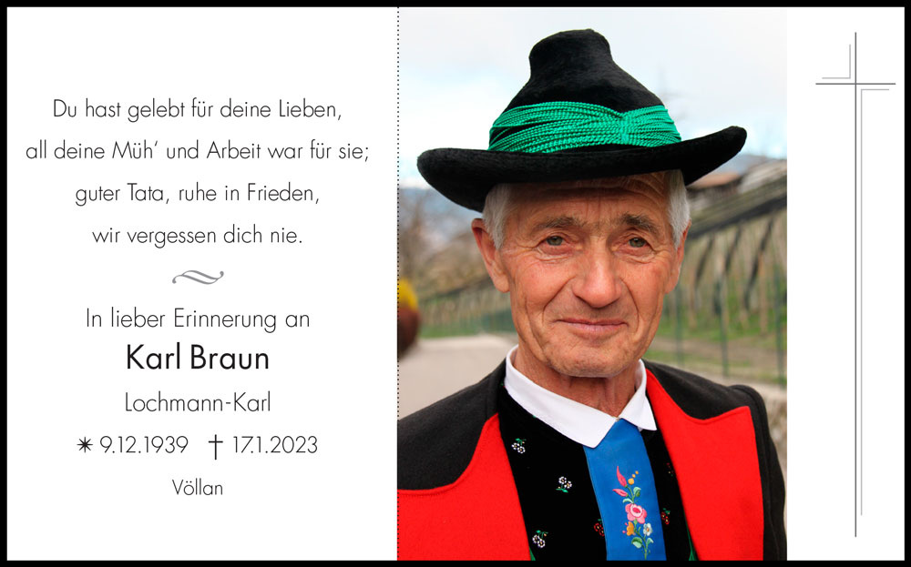 Sterbebild: Karl Braun