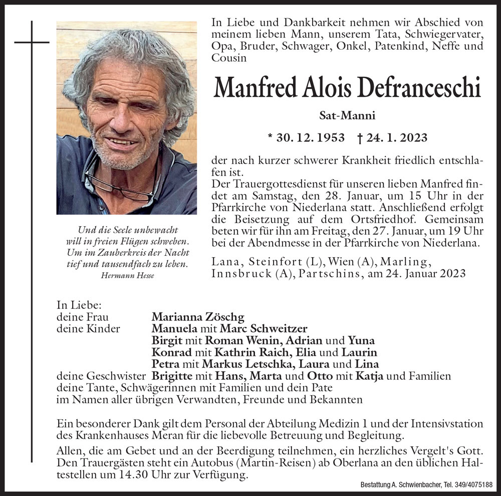 Medien: Manfred Alois Defranceschi