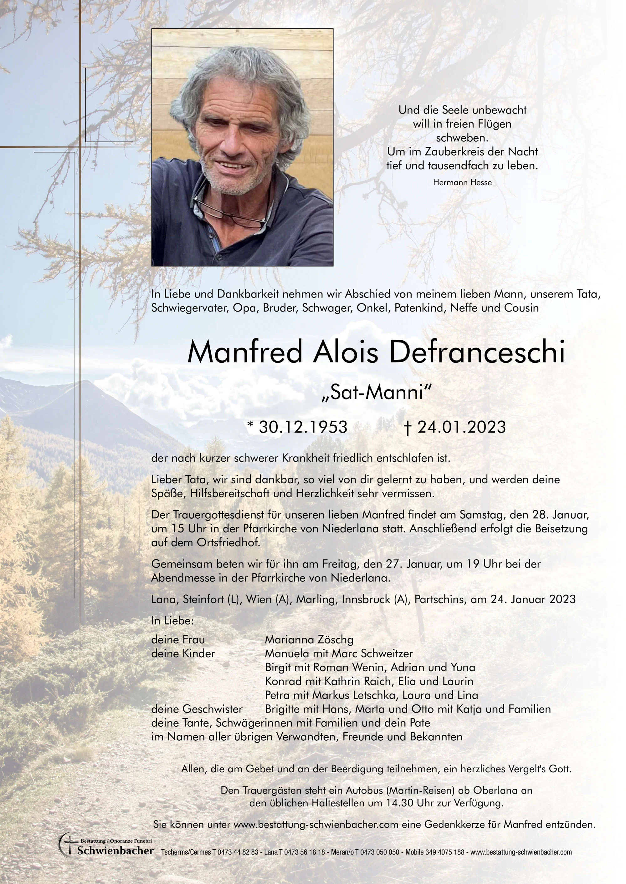 Parte: Manfred Alois Defranceschi 